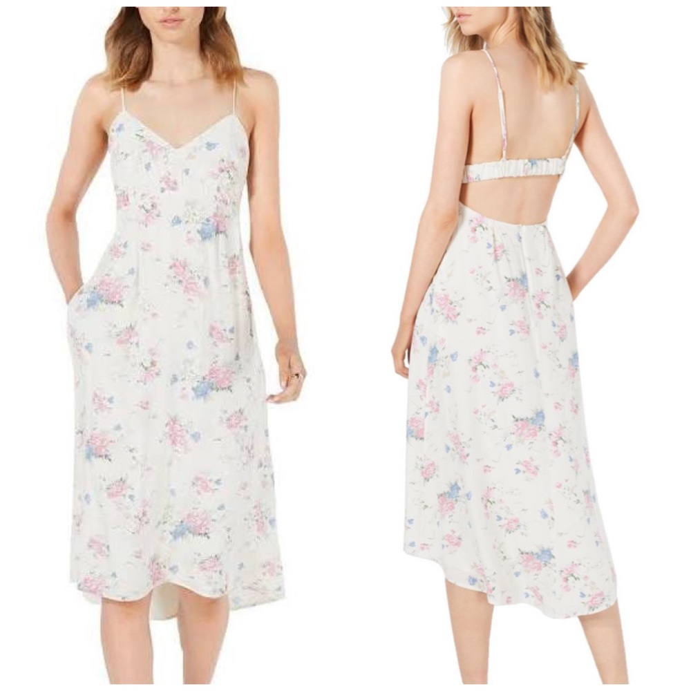 LEYDEN Floral Open Back Midi Dress